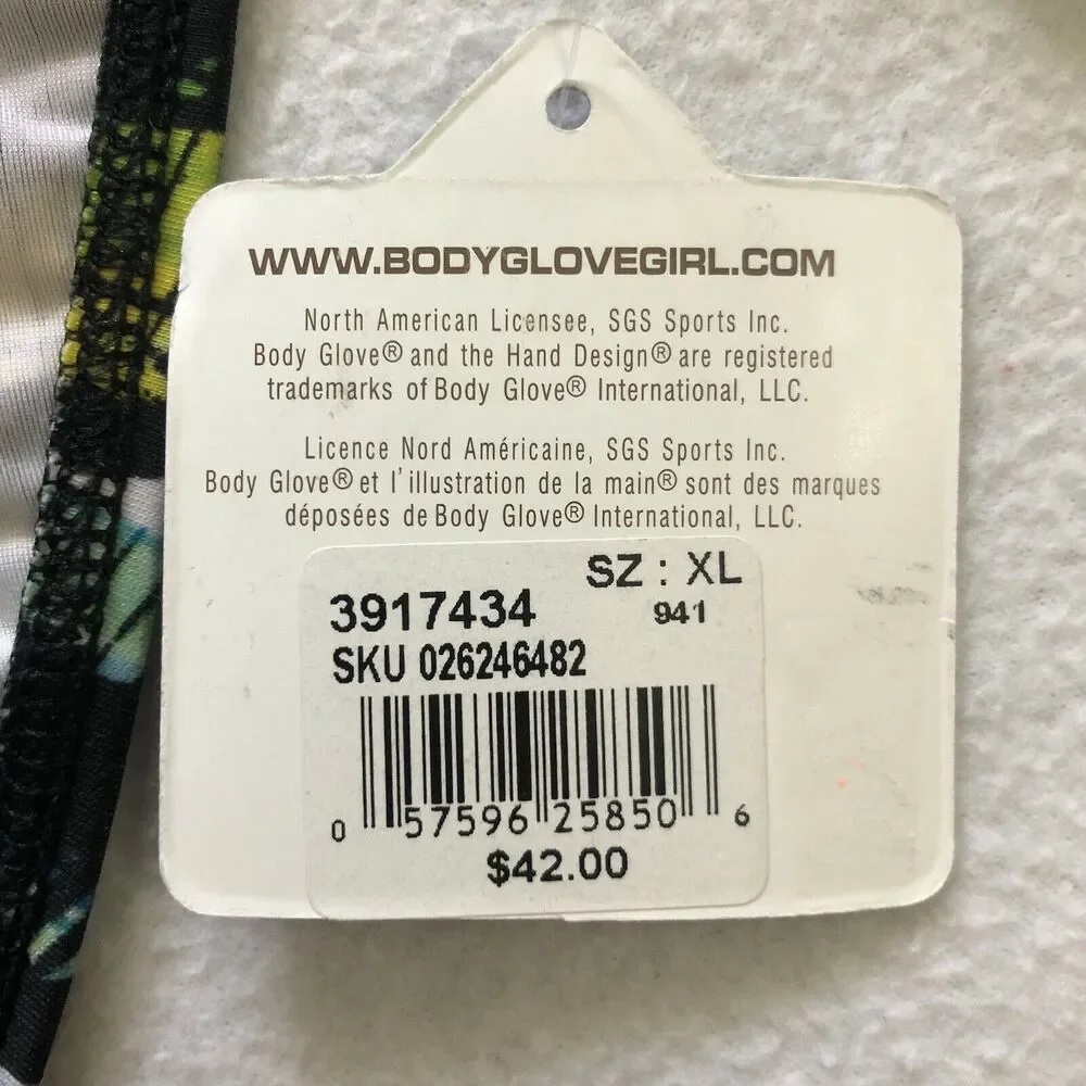 NWT Body Glove Black Multicolor Stripe Tie Side Swim Bikini Bottom 3917434 XL